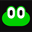 Ícone verde com um ponto branco no centro, sobre fundo escuro, sugerindo status ou notificação.