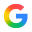 Ícone circular colorido com letra G estilizada, fundo branco, aparência de logotipo do Google.